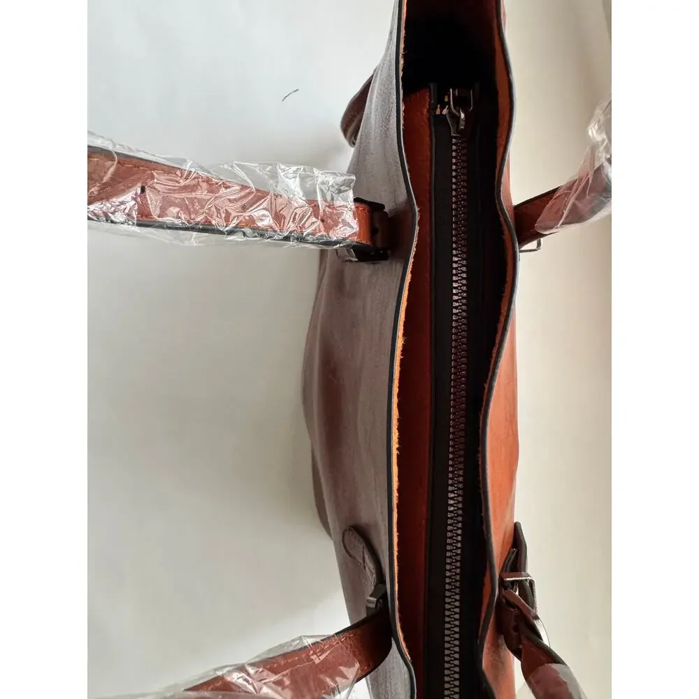 NWOT Faux Leather Tote with Removable Long Strap in Chocolate Brown